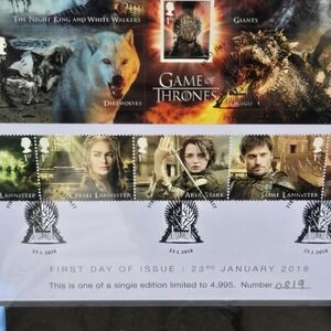 Game of Thrones Royal Mail Stamps 2018 Set No. 819 NEW MINT Limited Edition